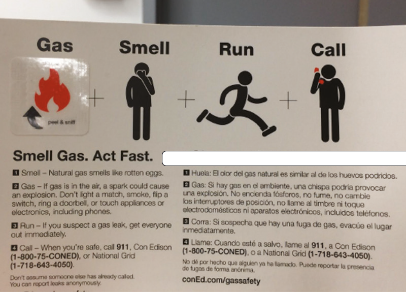 Safety pamphlet for natural gas