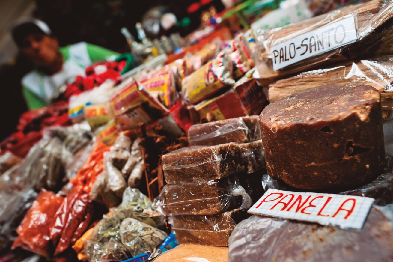 Market stand full of traditional sweets.