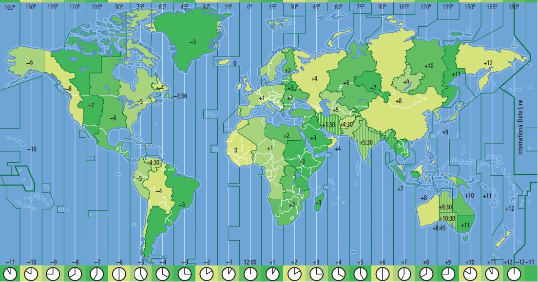 map of time zones