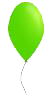 Ballon vert flottant avec une ficelle, symbolisant la fête et la célébration.