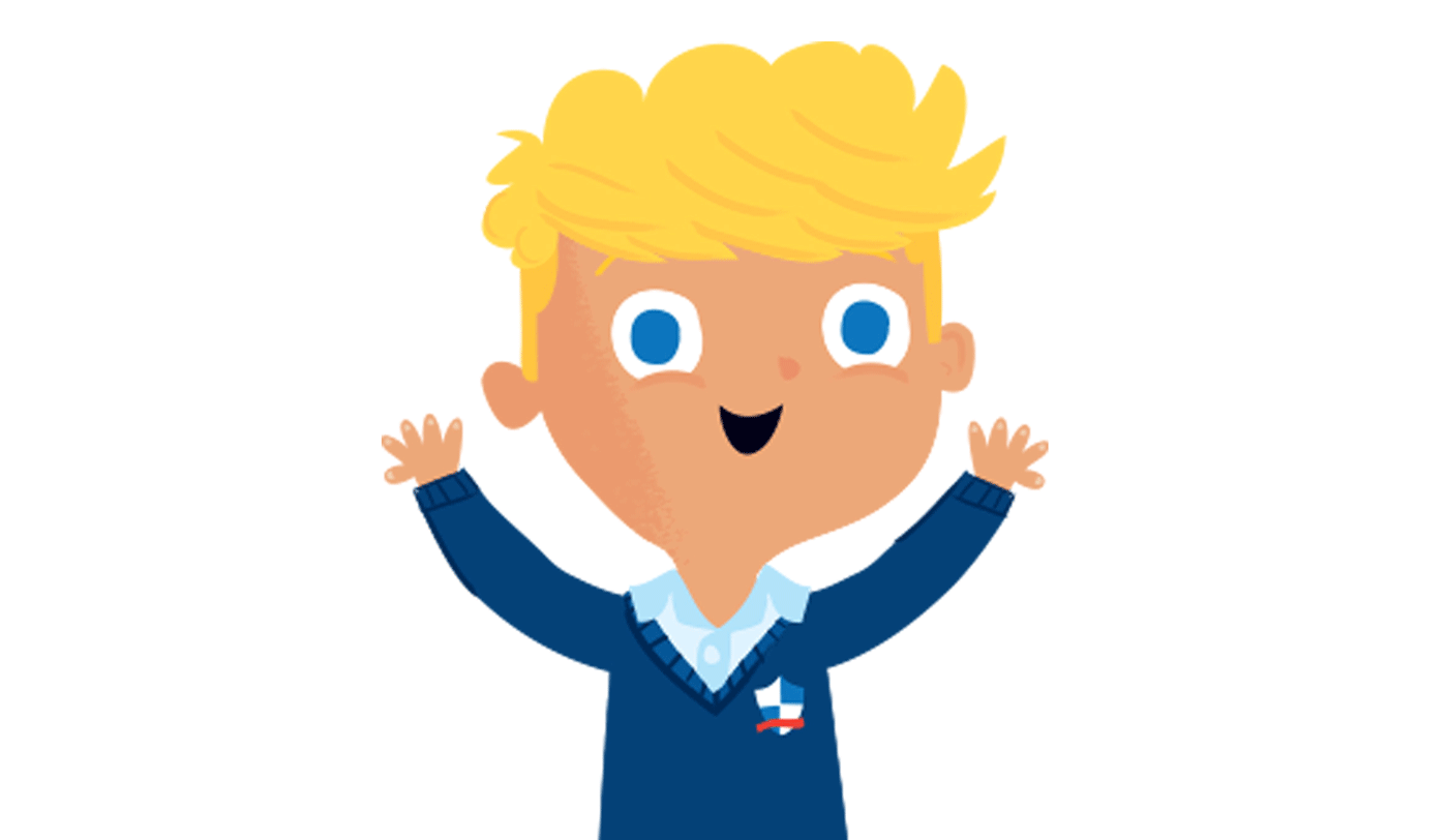 boy waving